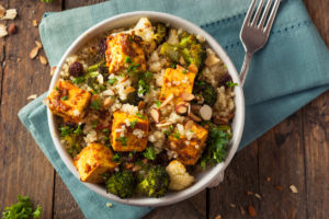 Quinoa Tofu Bowl with Cashews | Heather Carey